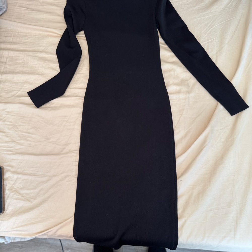 Midi Form Fitting Black Dress